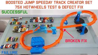 Tested 75x HotWheels through Boosted Jump Speedway Kit Track Creator set review & defect fix