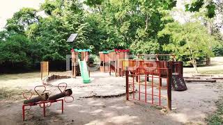 Empty Kids Playground Aerial Cinematic Dolly In Footage