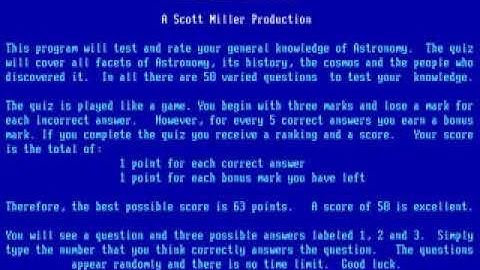 The Astronomy Quiz 1988 mp4 HYPERSPIN DOS MICROSOFT EXODOS NOT MINE VIDEOS