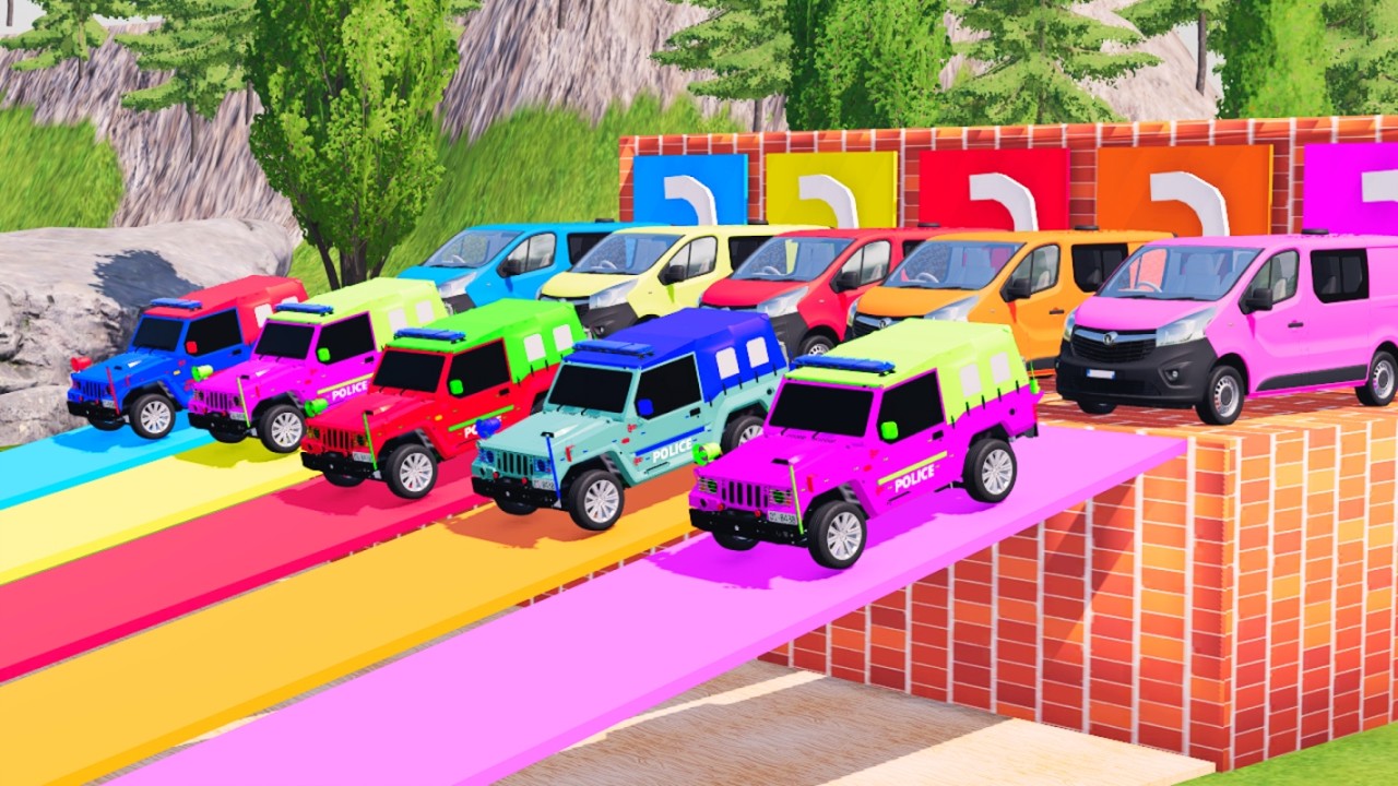 TRANSPORTING ALL, POLICE CARS, AMBULANCE, FIRE TRUCK OF COLORS! WITH TRUCKS! - FS 22