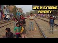 Walking delhi slum  azadpur railway track  delhi india 4k tour