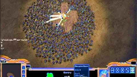 Force field AI. 20 sentries vs 1000 speedlings on a flat area