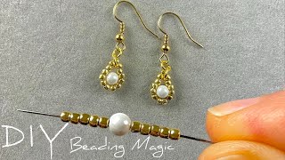 Easy Beaded Earrings Tutorial: DIY Seed Bead Earrings using Pearls | Beading Tutorials