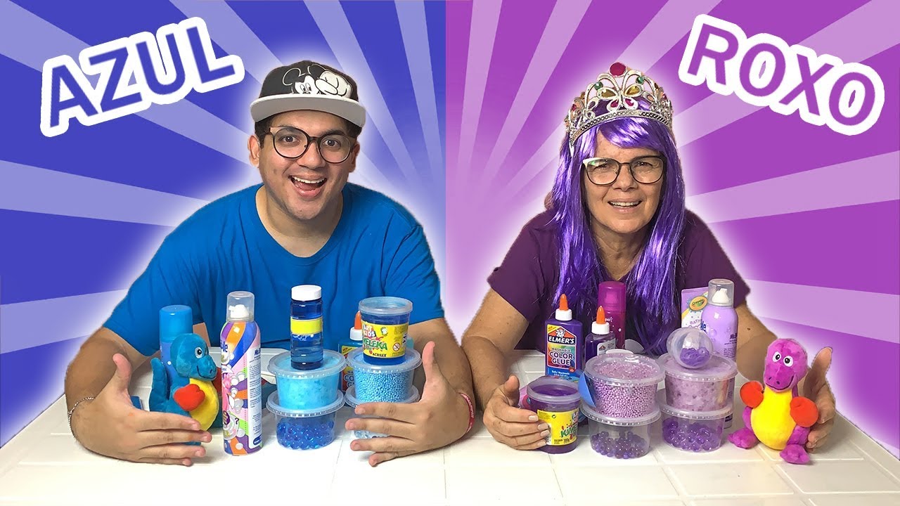 ESCOLINHA DE SLIME: O MENINO VICIADO NA COR AZUL vs A MENINA VICIADA NA COR ROXA!