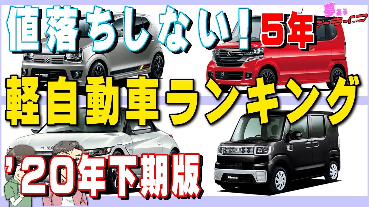 値落ちしない軽自動車ランキング 年下期最新版 リセールバリュー 残価率の落ちないおすすめ出来る軽自動車をランキングで紹介 Youtube