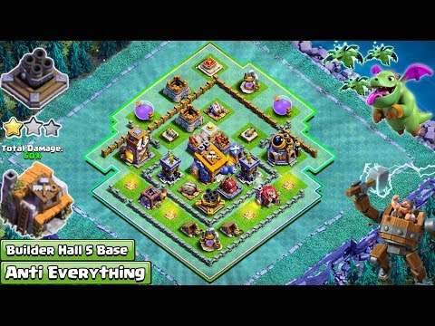 NEW Builder Hall 5 BH5 Anti 1 Star Base 2018  Anti GiantAir Troops   Clash of Clans