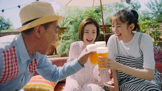 木梨憲武＆佐藤栞里＆上戸彩、笑顔で乾杯（CM クリアアサヒ／木梨憲武 佐藤栞里 上戸彩）