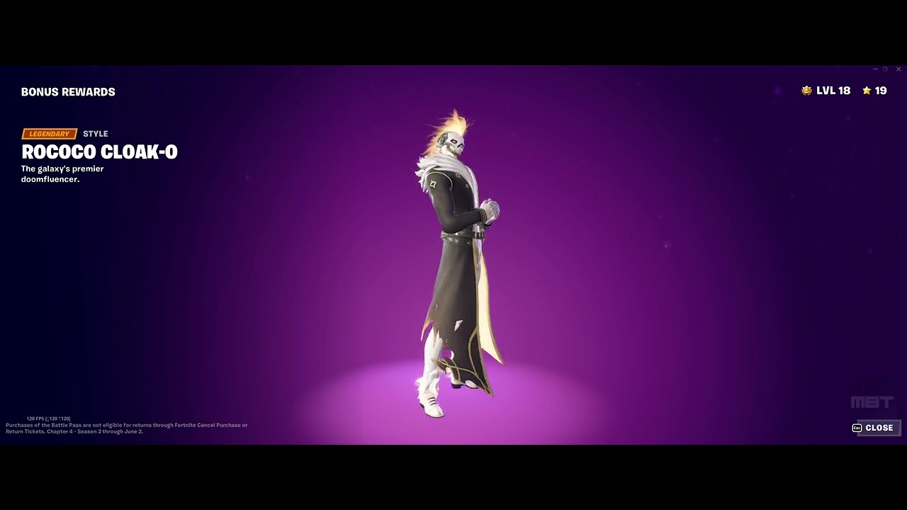 [SHOWCASE] FORTNITE BONUS REWARDS: STYLE ROCOCO CLOAK O - YouTube