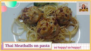 Thai Turkey Meatballs on spaghetti pasta, It taste really good