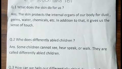 Class- IV | Subject- EVS | Lesson-3 | Topic- Touch and tell q a |  4/09/2020