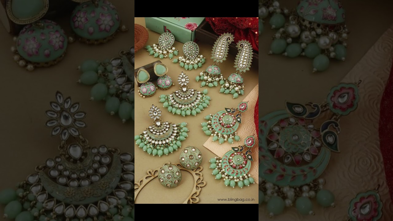 Beautiful And Stylish Green Colour Jhumka And Earrings 💫❤️| 