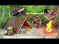 Solo Overnight Building a Bushcraft Camp and Casting Bronze In a Campfire and Bacon Ribeye Skillet