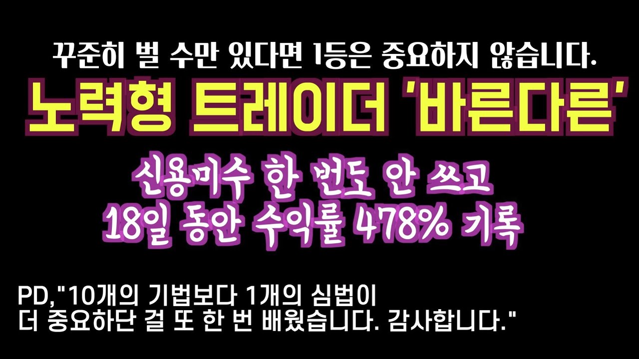 ⁣[2022영웅전 - 음성 인터뷰] 10개의 기법보다 중요한 건 1개의 심법, 신용미수 전혀 안 쓰고 18거래일 478% 기록한 노력형 스캘퍼 '바른다른' 트레이더