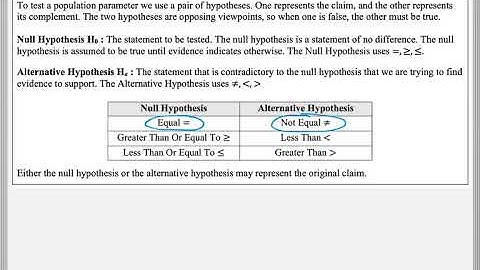 Math 209 : 9.1 #4, #5 (Statistics Tutorial : Hypothesis Testing - Null VS Alternative Hypothesis)
