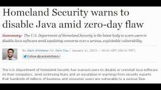 Warning to disable Java Software
