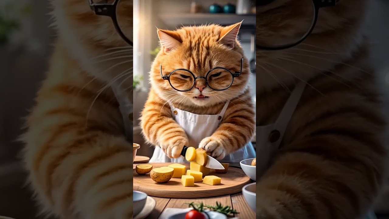 "Ginger Cat Cooks Up a Storm in the Kitchen!"