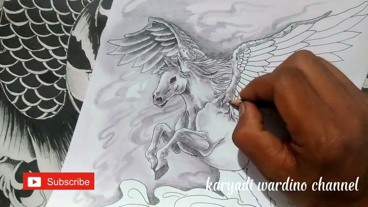 menggambar kuda bersayap