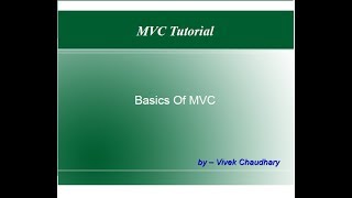 Part#1. MVC Tutorial For Beginners