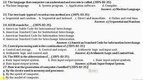 Psc Asst.Computer Operator 2075-02-25 #2075 #PartI #Quiz #computeroperator #asstcomputeroperator