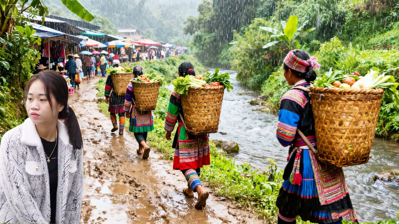 Chợ phiên nằm trong khe núi của người Dao Đỏ và người Giáy, bán những thứ không ai ngờ tới