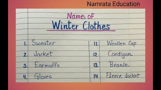Winter Clothes names written in English / 20 Names of Winter Season Clothes / Woollen Clothes names