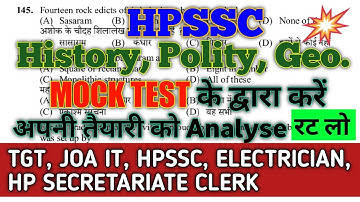 HPSSC MOCK TEST HISTORY, GEOGRAPHY, POLITY II TGT ARTS, PGT, SECRETARIATE CLERK Joa it 965