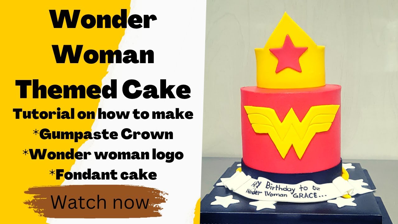Wonder woman themed cake/Fondant cake/Sharp edges cake/Gumpaste Crown