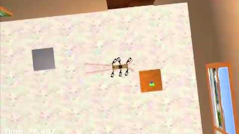 AnimatLab simulation of hexapod robot cleaning a house