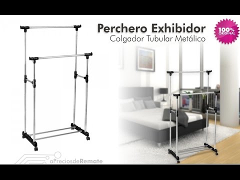 Perchero tubular, estante metálico, exhibidor de ropa y accesorios