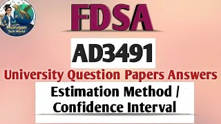 Estimation Method and Confidence Interval Sums in FDSA tamil||AD3491||Anna university reg-2021.