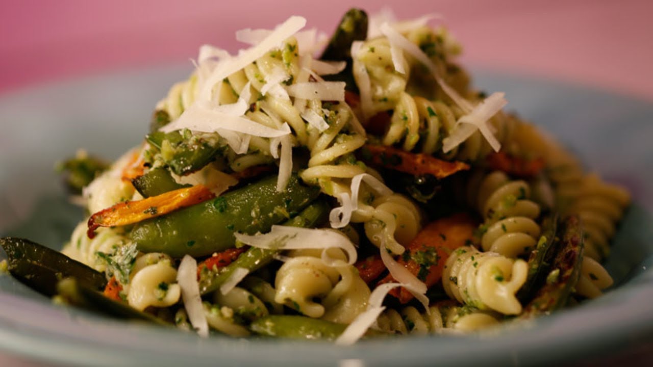 Roasted carrots mushroom pasta in white sauce