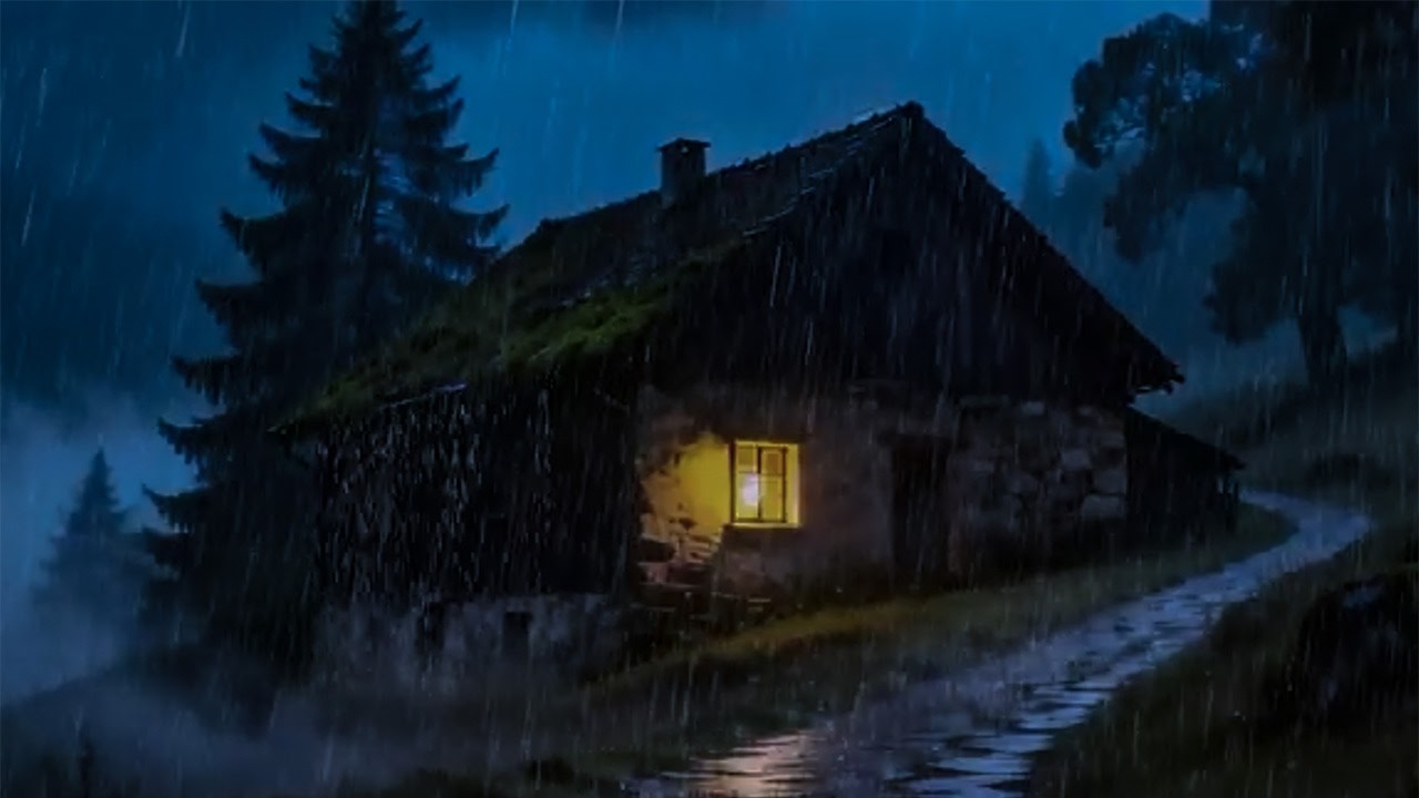 Sonido de Lluvia Fuerte en Casa del Bosque Para Dormir