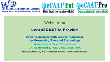 Webinar on Learn to CAAT using eCAAT