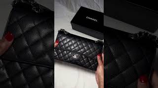 So perfect  Pre-loved from 2010 with the black interior 🖤 #chanelunboxing #chanel