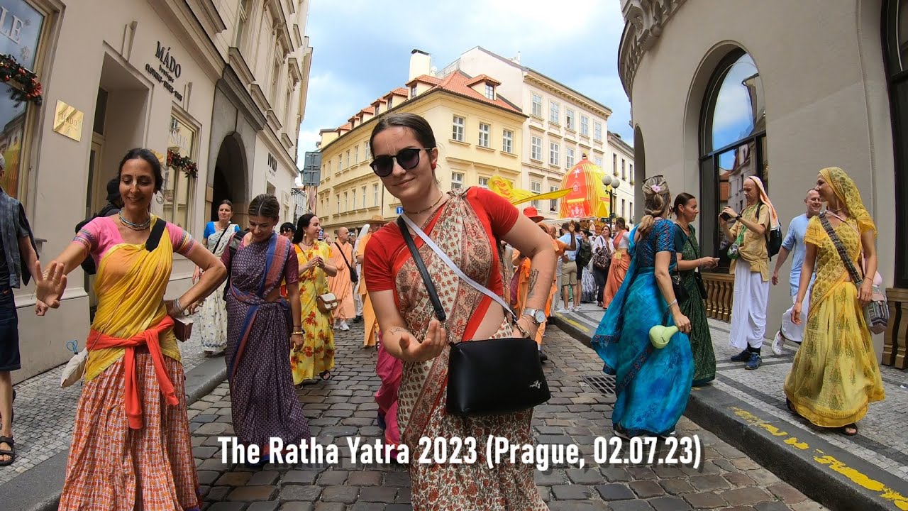 The Ratha Yatra Parade 2023 in the historic center of Prague, 02.07.23.