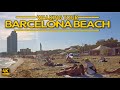 Barcelona beach:Walking tour of Nova Icaria - Summer [4k60FPS]