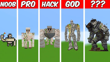 IRON GOLEM Pixel Art Build in Minecraft ! Noob vs Pro vs Hacker vs God - Minecraft Animation