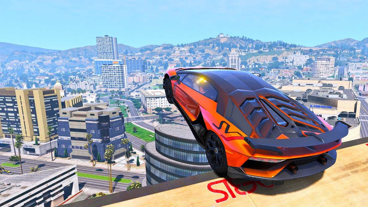 Gta 5 High Speed Jumps Crashes With Real Car Mods Youtube