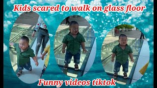 Try Not To Laugh .Kids Scared To Walk On Gl Floor Funny Videos Tiktok