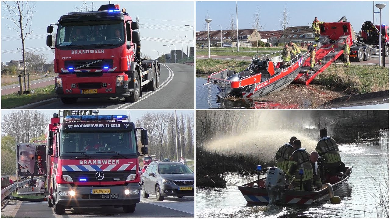 Brandweer-eenheden met blusboten ingezet voor natuurbrand op eiland in Westzaan!