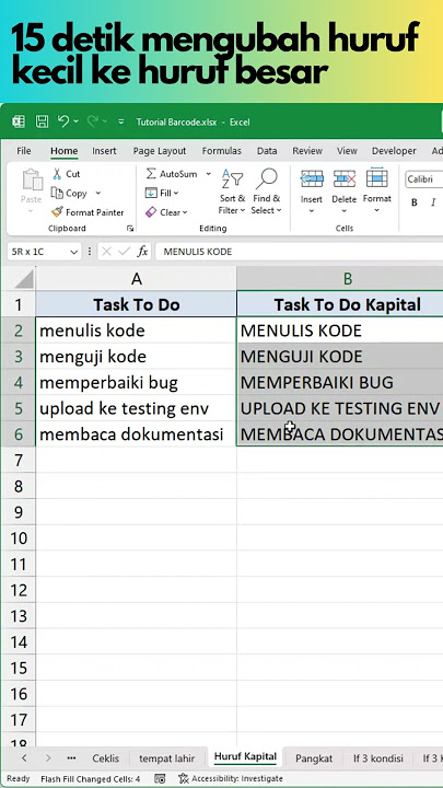 CARA MERUBAH HURUF KECIL KE BESAR #shorts #excel #exceltutorial #excelshorts