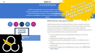 Recursos de Acessibilidade e pesquisa avançada em Fontes de Informação-EBSCO DISCOVERY SERVICE (EDS)