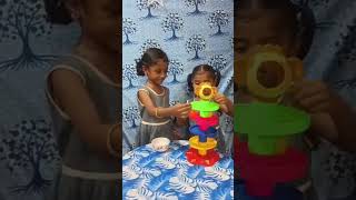 🌈 Aishu & Jassu Play with Ball Drop Tower Toy 🔴 Fun Toy Adventure for Kids