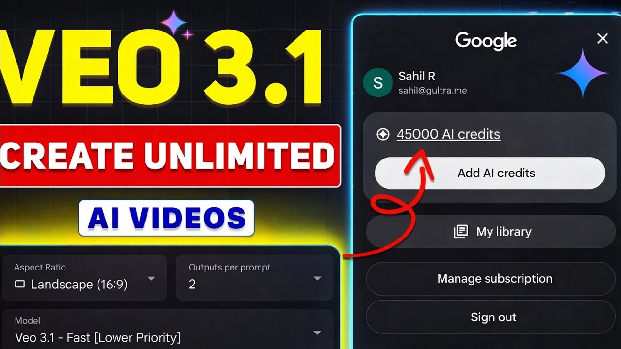VEO 3.1 AI 😱 Create Unlimited AI Videos FREE | 0 Credit Trick 🔥 4K ...