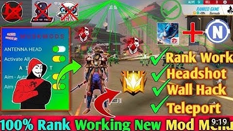 FREE FIRE 100% RANK WORKING MOD MENU FREE FIRE HACK RANK MATCH MAKING PROBLEM SOLVED ESP + TELEKILL