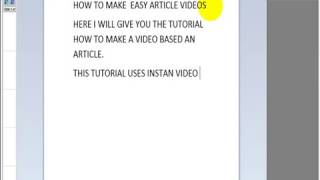 MAKE VIDEO ARTICLE