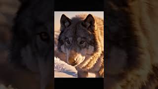 A lone wolf stands above the world where snow meets light, silence becomes power #giantsfall