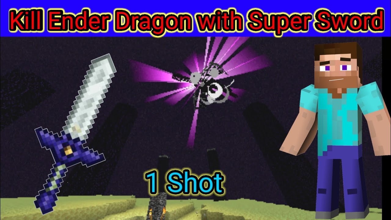 I kill The  Ender Dragon in One Shot with Super Sword in Minecraft Survival || Hindi