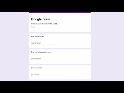 Make Google Form Using HTML & CSS - YouTube