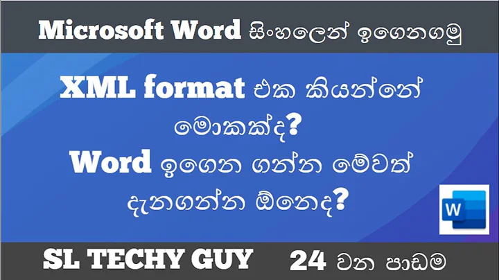 Lesson 24 : XML format in Microsoft Word (.doc to .docx format conversion) - Sinhala | SL TECHY GUY